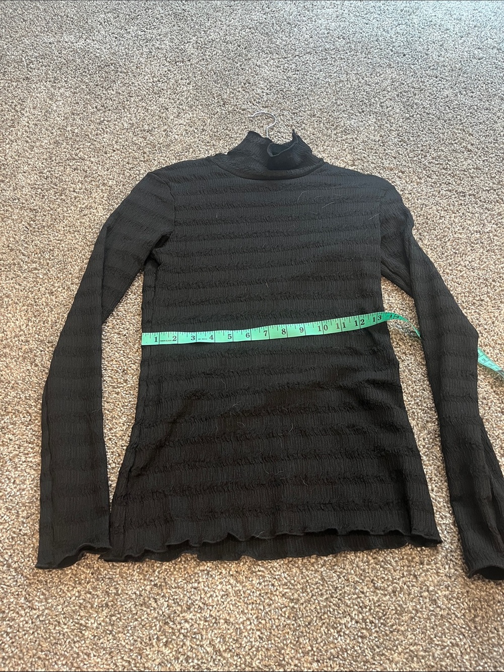 Black Textured Mock Neck Long Sleeve Top